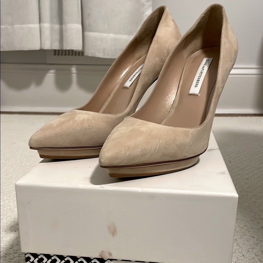 DVF Beige Suede Heels